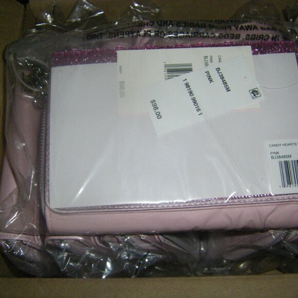 Betsey Johnson Kitsch Candy Hearts Wallet On Chain Pink Pink NWT - Picture 12 of 12